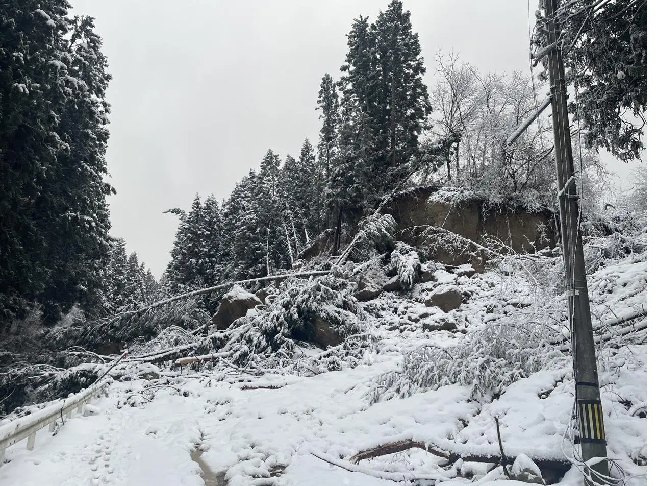 雪害で寸断された被災現場